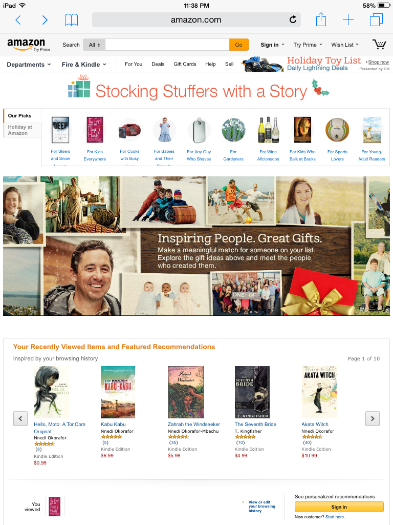 Stocking Stuffers with a Story Amazon feature