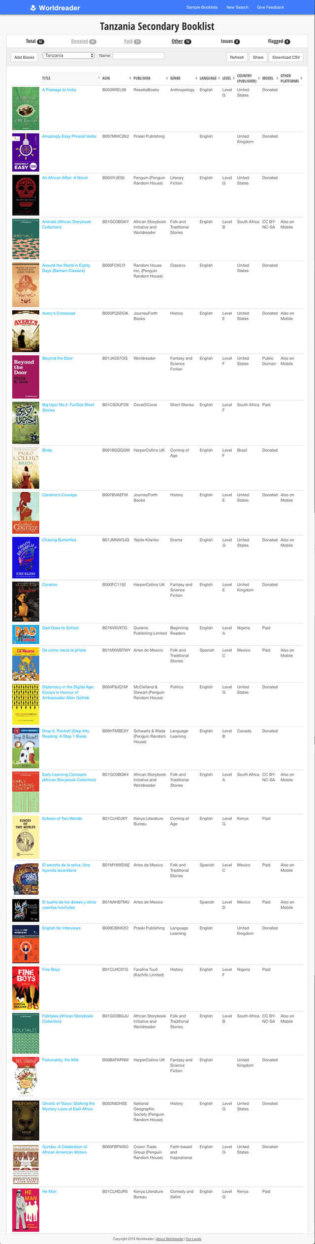 Worldreader Book Tool custom booklist